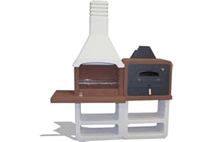 Sarom Portofino Barbacoa de jardín con chimenea y horno de acero inoxidable