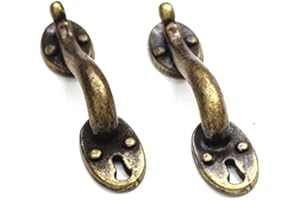 MyTinyWorld 2x Dolls House Miniature Antique Brass Door Pulls With keyholes