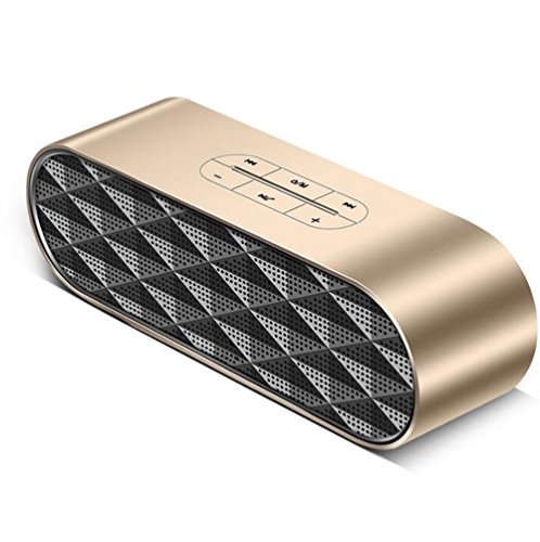 Preisvergleich Produktbild RQINW Portable Wireless Stereo Bluetooth Lautsprecher, Mini Auto Bluetooth Lautsprecher, Eingebautes Mikrofon Freisprecheinrichtung Anruf AUX Line TF Karte Wiederaufladbare (Gold)