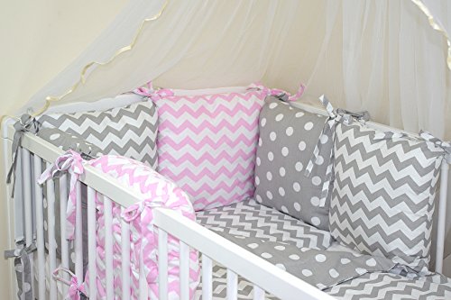 NEW 8 PCS BABY BEDDING SET FOR COT / COTBED with PILLOW BUMPER (28-54 COLOURS) (32)