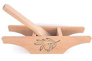 Euroshoppingonline Schiaccia Olive Artigianale in Legno di faggio massello Personalizzabile con Disegno Logo Firma Stampa Incisione (Appoggio Curvo)