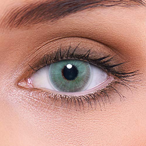 LENZOTICA lenti colorate 2 pezzi lenti a contatto naturale | lenti verdi colore Husky Green + contenitore | DIA 14.00 senza correzione 0.00 Diottrie | lenti a contatto
