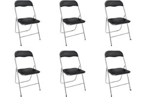 NORDIQ LET'S MAKE HOME NORDIQ - Pack 6 Sillas Plegables - Silla Plegable - Sillas Comedor y Cocina - Ligeras y Resistentes - Diseño Cómodo para Interior y Exterior - Silla Plegable Acolchada - Negras
