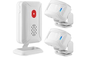 Cruxer Wireless Doorbell,Motion Sensor Door Chime for Business Entry,Store Welcome Buzzer Monitor with 2 PIR Detector and 1 Receiver,Home Security Alarm Kit,Caregiver Pager,Visitor Bell with LED Light
