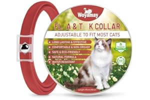 WOYAMAY Antipulci Gatto: Collare Antipulci Per Gatti Impermeabile E Sicuro, Collare Gattoo Antiparassitario Per Una Protezione Duratura E Efficace Contro I Parassiti, rosso