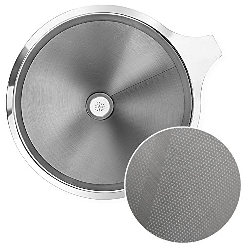 BoRui Edelstahl Kaffeefilter,Handfilter wiederverwendbare Kaffee Filter Double Layer Mesh Kaffee Dripper mit Cup Stand (Silber) - 3