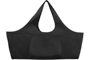 XGOPTS Large Yoga Mat Bag Carrier Large Gym Bag Sling Bag Carrier with Side Pocket Extra Wide Easy Access Canvas Fabric Fit Most Mat Size Black Grey