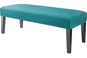 JHLD 1 Piece Upholstered Bench Slipcover, Velvet Bench Seat Protector Stretch Dining Room Bench Covers soft Spandex Dining Bench Cover For living room bedroom -Teal-1 Piece