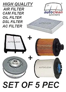 Autoclean Air Filter + AC Filter + Oil Filter + Diesel Filter + Cam Filter Combo For Chevrolet Beat Diesel (Pack of 5 Pec)