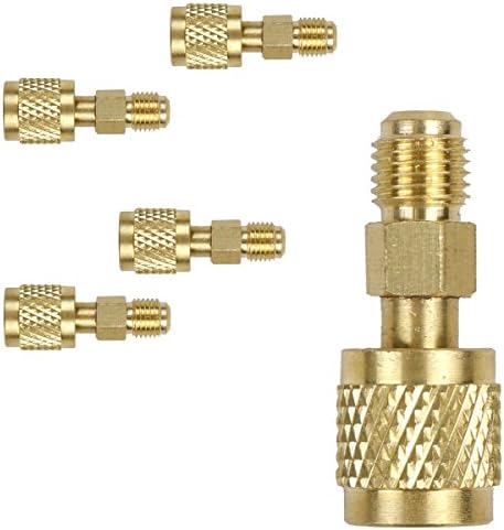5 piece R410A 1/4" Male SAE x 5/16" Female SAE Swivel Adapter for R410a Mini Split HVAC System