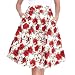 Produktbild Luxspire Women’s Retro High-waisted Floral Print Pleated Skirts A-line Midi Skater Skirt, White, Medium