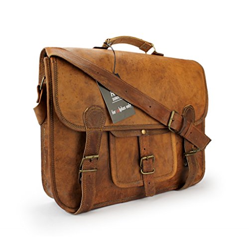 A.P. Donovan - Leder-Schulter-Tasche handgefertigt - robuster Messenger Bag im vintage Look - Laptop-Büro-Akten-Umhänge-Tasche mit Tragegriff