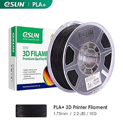eSUN Filament PLA+ 1.75mm, Imprimante 3D Filament PLA Plus, Précision Dimensionnelle +/- 0.03mm, 2.2 LBS (1KG) Bobine Pour Imprimante 3D, Noir