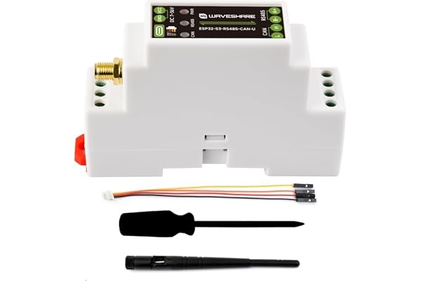 Waveshare Industrial ESP32-S3 kontrollkort med RS485 och CAN-gränssnitt, stöder Wi-Fi/Bluetooth/RS485/CAN, inbyggd ägarisolering och optokopplare isoleringskretsar, SMA antena Externa