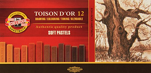 12 Soft "Toison D'or" Pastell-Carrékreiden / Zeichenkreiden "BRAUNtöne"