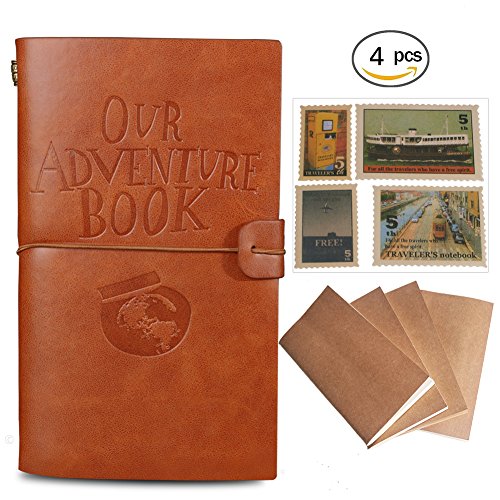 Cuaderno de cuero ldquo"Our Adventure Book rdquo" rellenable. Brown Color
