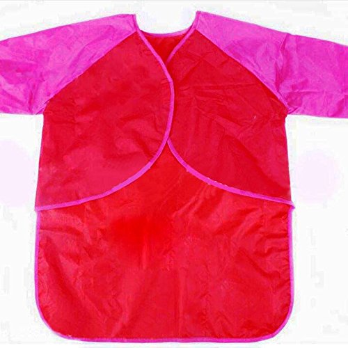 Mal Schürze Kinder Mit Taschen – Abwaschbar Wasserabweisend, Farbe Rot, Von Boxance – Sauber, Klettverschluss, Universal Größe, Bastel Werken Koch Kochen Back Backen Basteln Malen Schutz Kittel (Rot) - 2
