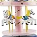 BXT Merry Go Round Music Box Wooden Carousel Multi-Colored 4-Horse Animated Figurine Desktop Playset Awesome Kids Xmas Birthday Presents