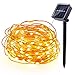Produktbild Qedertek Solar Kupferdraht Lichterkette, Weihnachten Lichterkette mit 100 LED Warmweiß 10m 8 Modi Wasserdicht Weihnachtsbeleuchtung für Außen Garten Party Hochzeit Weihnachten Deko