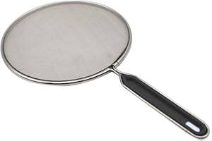 GUANGCAILUN Grease Splatter Screen Guard for Frying Pan Stainless Steel Flat Oil Net Splash Skillet Lid, 25cm