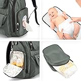 Evecase Premium Wasserfest Baby Wickelrucksack mit Wickelunterlage, Isoliertasche, Trolleyschlaufen – Militärgrün - 6