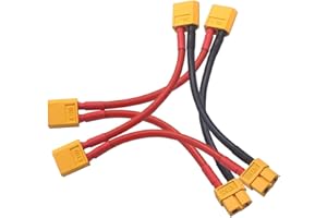 LINSYRC 2 Pezzi Adattatore 1-Femmina a 2-Maschio Connettore Batteria Serial Series XT60 con Cavo in Silicone 10CM 12AWG per Elicottero RC Lipo