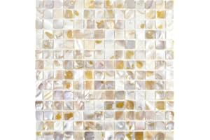 CONWIRE baldosas de mosaico cuadrado Hellbeige Mix Nácar con conchas, 1 arco