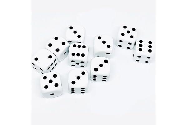 10X Vita Tärningar Set 16mm Pricktärningar Speltärningar i Akryl, 6-sidiga Speltärningar, Tärningsspel Brädspel –