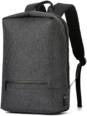 Loiee Vintage Casual Canvas Rucksack School College Bag with USB Charging Port,Travel bag Fits up to 14 Inch Macbook, Anti-Theft Daypack,Campus Fashion trend school bag for College student,Drak grey
