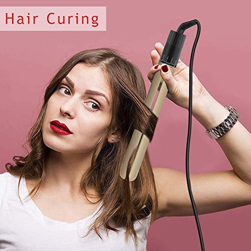 Hair Straightener Curling Iron Hair Curler Flat Iron 2 in 1 Tourmaline Ceramic Salon for All Hair Types with Rotating Adjustable Temperature
