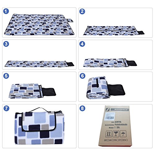 Songmics 200 x 200 cm XXL Picknickdecke Fleece wasserdicht GCM71L - 5