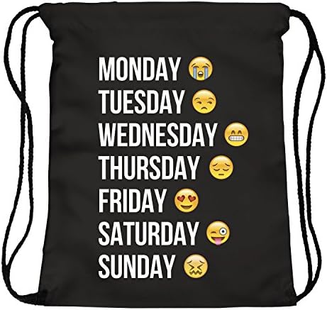 'Ocona© "Week Gym Bag Emoji Smileys/Emoticons Stringbag Hipster Gym Bag Sports Bag Rucksack Shoulder Bag – Black