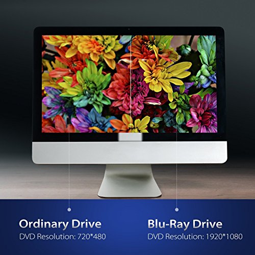 TOPELEK BLU-Ray Lector Grabadora de BD CD DVD Unidad Externa S  per-Slim Port  til con USB 3 0 con Capacidad de Correcci  n de Errores y Reducci  n de Ruido para Mac OS Windows 10 8 7 Vista SE 98 Linux