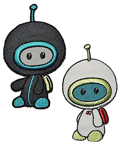 2 tlg. Set: Nici kleine Commanders 4,4 cm * 7,4 cm Bügelbild Aufnäher Applikation - Astronaut Raumfahrer Weltall Kosmonaut Star Sea Planet