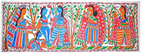 Royal Handicrafts Traditional Madhubani Painting Depicting "Kevat &amp; Lord Rama"