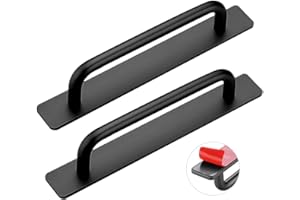HWTONG 2 Tiradores Autoadhesivos para Muebles, 180 mm Tirador de Armario de Aluminio, para Cocina, Dormitorio, Puerta Corredera（Negro）