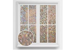 rabbitgoo Pellicola per Vetri Finestre 44.5x200cm, Pellicola Privacy Finestre 3D Arcobaleno Decorativa, Anti-UV e Controllo del Calore Pellicole Adesive per Casa, Cucina e Ufficio, Marrone Grigiastro