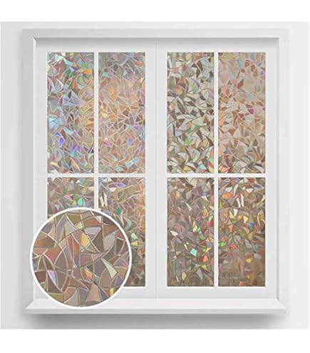 Cinbee 3D raamfolie, kleurrijk, zelfklevend, ondoorzichtig, zichtwerende folie, regenboog, raam, decoratieve folie, transparant - mozaïek, 30 x 200