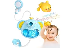 TRULLOYOO Baby Bath Toys, 3 In 1 Automatic Elephant Baby Watering Bath Toy, Bubble Bath Shower Kids Toys with Music and Lights, Bath Toys for 1 2 3+ Year Old Kid Toddlers Girls Boys