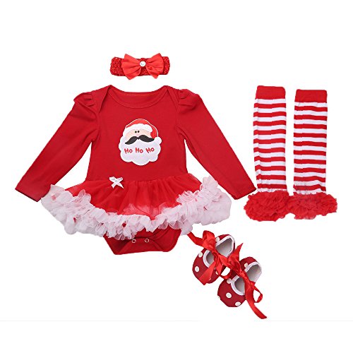 Baby Girl's Headband +Romper +Leg Warmer +Shoes Outfit Christmas Costume