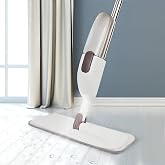 Deterjan Hazneli Sprey Mop Seti - 360 Derece D&ouml;ner Başlıklı P&uuml;sk&uuml;rtmeli Mop, 3 Adet Mikrofiber Yedek Bezi Hediyeli Y&uuml;zey Temi