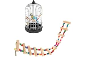 Fablcrew Perchoir Flexible Jouet d'oiseaux échelle en Bois pour Perroquet Perruche