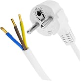 TECHZOCO Electric power cable H05VV-F, CEE7 power cable, Schuko plug to terminals, Section 0.75mm&sup2;, for sockets, power suppli