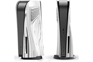 Miimall Coque pour Console PS5 Disc Edition, Plaques de Remplacement Antichoc avec Évents de Refroidissement, Étui de Protection ABS Rigide pour Sony PlayStation 5 Disc Edition (Argent)
