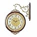 Produktbild OLQMY-Wohnzimmer kreative doppelseitige Wanduhr, American Metal stumm europäisch anmutende hängende Massivholztisch, einfache Quarzuhr,A