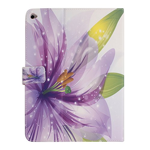 iPad Pro Hülle Case,iPad Pro 12.9 Inch iOS 9 2015 Release Ledertasche,Ukayfe Muster Schutzhülle Leder Tasche für iPad Pro,Malerei Blume Fee Mädchen Kristall Glitzer Diamant Muster Design Slim Fit Folio PU leder Flip Cover im Bookstyle Kunstleder Schutzhülle Cover Tasche mit Ständer für iPad Pro mit 1 x Schwarze Eingabestift (Lila Flower Pattern) - 2