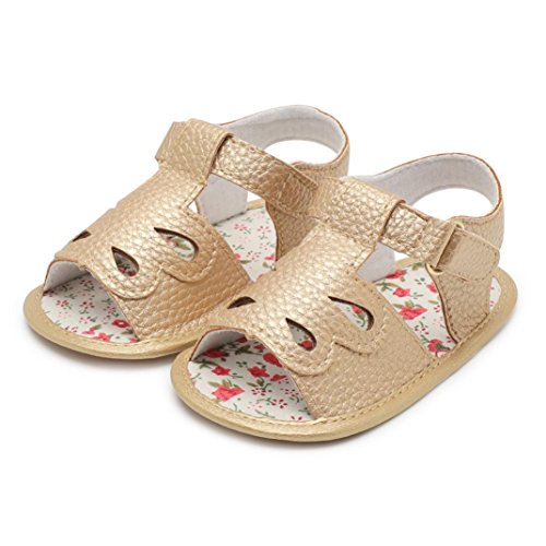 Preisvergleich Produktbild Babyschuhe Krippeschuhe Taufschuhe Sommerschuhe Kinderschuhe Baby Krippe Sandalen Schuhe Kleinkind Atmungsaktiv Turnschuhe Freizeitschuhe Kleinkind Sankidv Klettverschluss Strandschuhe (CN:13, Gold)