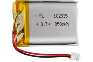 HOSIFIY 3.7V Lipo-Akku, 3.7V 850mAh 102535 Lithium Polymer Ionen mit 2P-PH-Anschluss mit 2.0 mm Rastermaß