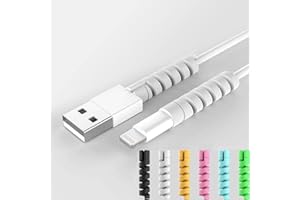 WEDAWN Confezione da 30 protezioni per cavi di ricarica, in silicone, flessibili, compatibili con iPhone, iPad, iPod, MacBook (nero, rosa, grigio, giallo, blu, verde)