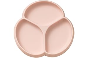 glitter&spice Assiette Ventouse Pour Bébé Assiette Silicone Bébé 6+ Mois Jeunes Enfants Garçons et Filles Sans BPA Utilisé Dans Four à Micro-ondes, Lave-vaisselle(BLUSH)